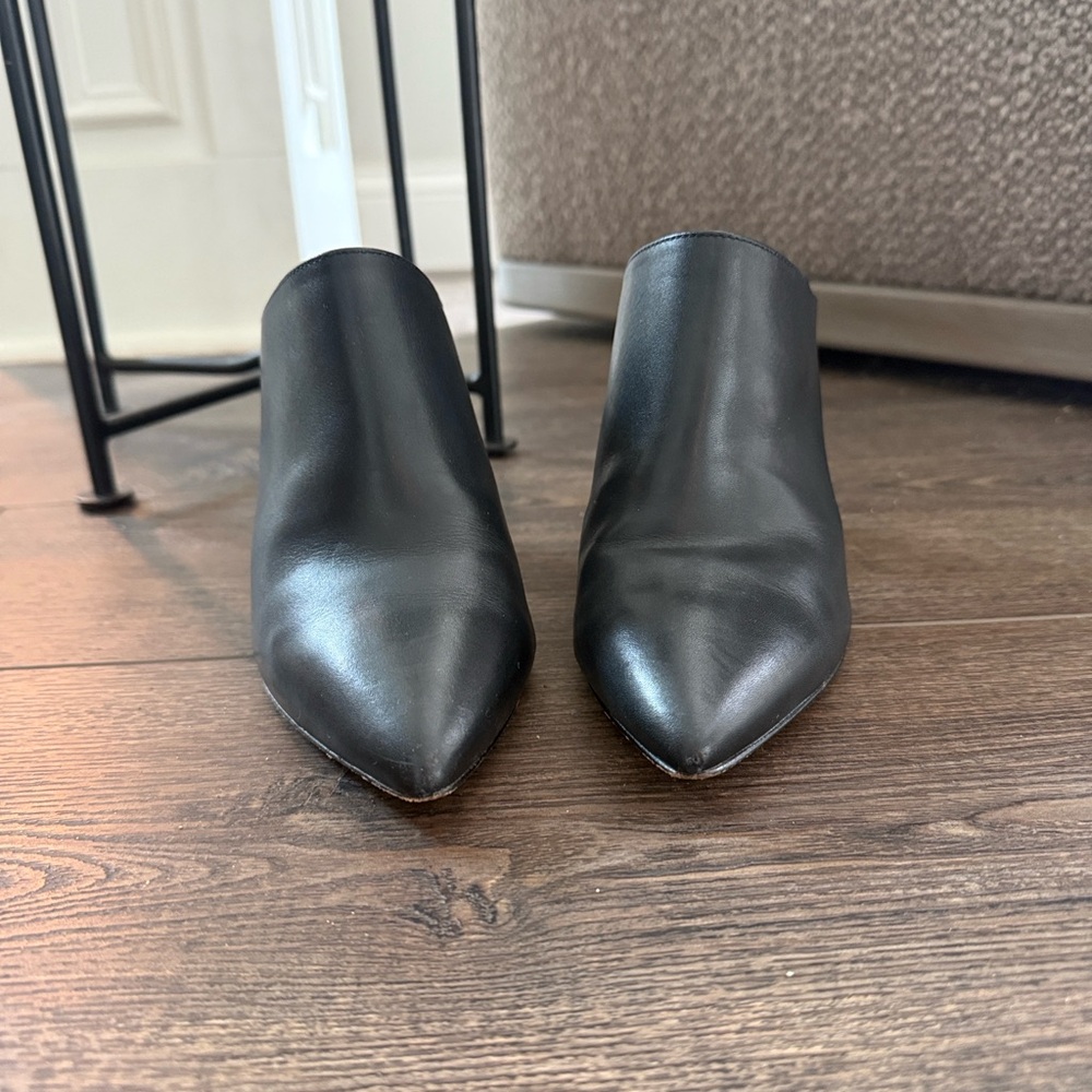 BCBG MaxAzria Antonia Black Leather Pointed-Toe Mule with Wood Block Heel
6.5 - Picture 3 of 11